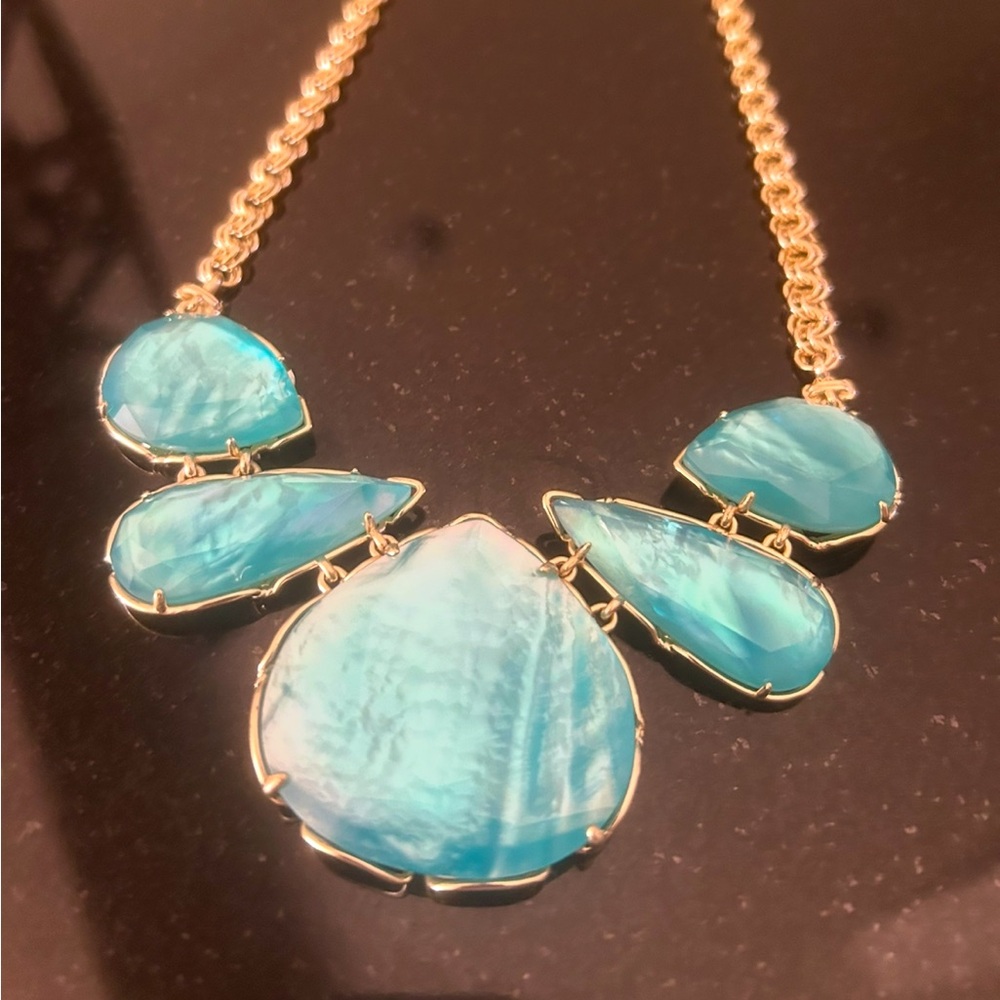 Elegant Gold and Blue Statement Necklace